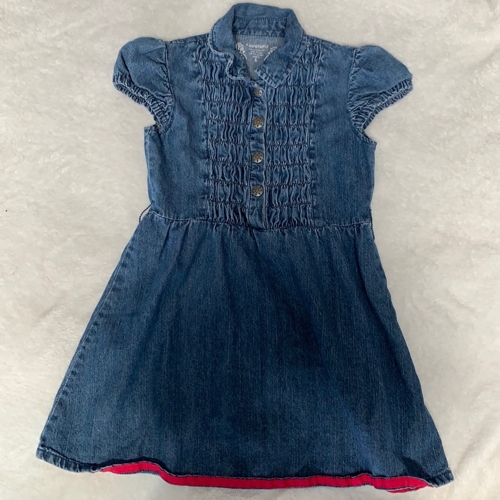 Denim Flocked girls size 6 Dress